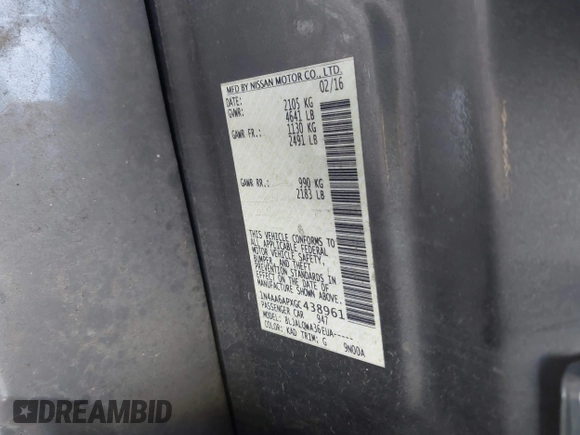 2016 Nissan Maxima Platinum with VIN 1N4AA6APXGC438961, listed as a IAAI auction lot 41535350 with 194,701 mi miles and . Bid and sale history available at DreamBid. Image 9.