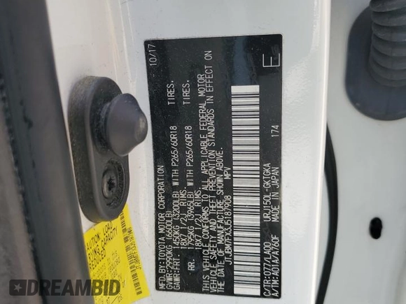 2018 Lexus GX 460 with VIN JTJBM7FX3J5187908, listed as a Copart auction lot 53355375 with 130,968 mi miles and Salvage title. Bid and sale history available at DreamBid. Image 13.