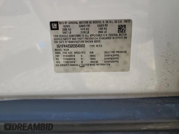2014 Cadillac SRX z VIN 3GYFNAE32ES543932, wystawiony jako Copart lot #54256435 z przebiegiem 169 621 mil mil oraz Szkoda całkowita • Salvage title. Historia ofert i sprzedaży dostępna na DreamBid. Obrazek 13.