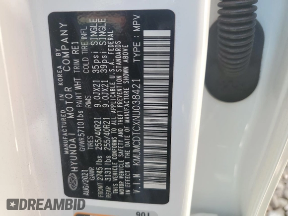 2022 Genesis GV70 Sport with VIN KMUMCDTCXNU038421, listed as a Copart auction lot 73715244 with Not provided miles and Salvage title. Bid and sale history available at DreamBid. Image 12.