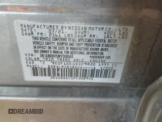 2021 Nissan Sentra SR with VIN 3N1AB8DV5MY308945, listed as a Copart auction lot 46345205 with 33,674 mi miles and Salvage Title. Bid and sale history available at DreamBid. Image 14.
