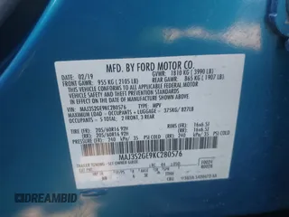 2019 Ford EcoSport SE with VIN MAJ3S2GE9KC280576, listed as a IAAI auction lot 42103070 with 50,018 mi miles and . Bid and sale history available at DreamBid. Image 9.