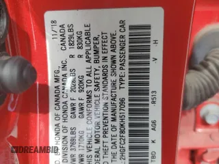 2019 Honda Civic Sport with VIN 2HGFC2F80KH517096, listed as a Copart auction lot 50822795 with 76,519 mi miles and Salvage title. Bid and sale history available at DreamBid. Image 12.