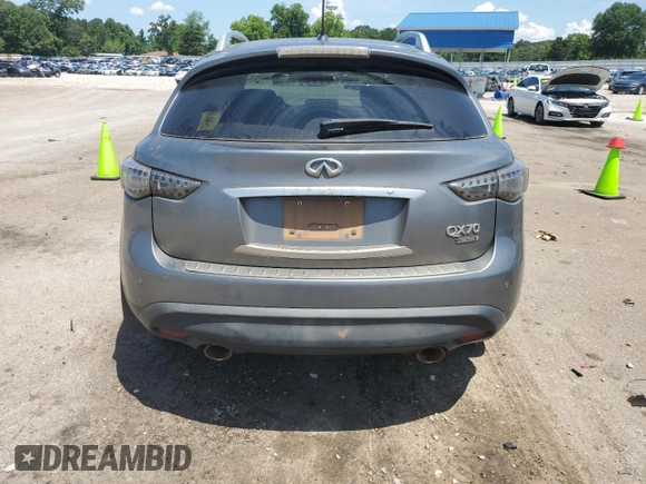 2017 Infiniti QX70 with VIN JN8CS1MU5HM141116, listed as a Copart auction lot 62124125 with 134,038 mi miles and Salvage title. Bid and sale history available at DreamBid. Image 6.