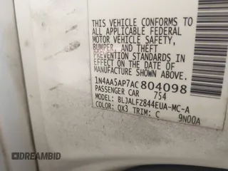 2010 Nissan Maxima SV with VIN 1N4AA5AP7AC804098, listed as a IAAI auction lot 42021057 with 269,002 mi miles and . Bid and sale history available at DreamBid. Image 9.