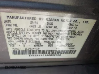 2005 Nissan Maxima 3.5 SL with VIN 1N4BA41E15C832028, listed as a IAAI auction lot 42008272 with 201,978 mi miles. Bid and sale history available at carsss.com. Image 9.