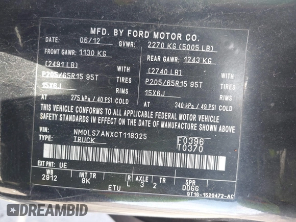 2012 Ford Transit Connect XL с VIN NM0LS7ANXCT118325, выставлен на аукционе IAAI как лот 41813281 с пробегом 136 875 миль миль и . История ставок и продаж доступна на DreamBid. Изображение 9.