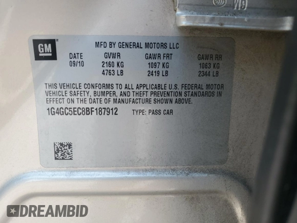 2011 Buick LaCrosse CXL with VIN 1G4GC5EC8BF187912, listed as a Copart auction lot 71583124 with 135,961 mi miles and Salvage Title. Bid and sale history available at carsss.com. Image 12.