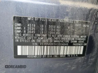 2017 Subaru Legacy with VIN 4S3BNAB65H3004640, listed as a Copart auction lot 78056113 with 0 mi miles. Bid and sale history available at carsss.com. Image 12.