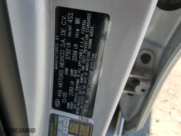 2021 Kia Forte LXS with VIN 3KPF24AD6ME305738, listed as a Copart auction lot 46516385 with 93,269 mi miles and Salvage Title. Bid and sale history available at carsss.com. Image 12.