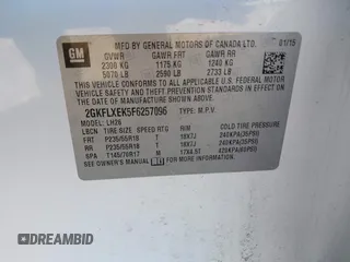 2015 GMC Terrain SLT with VIN 2GKFLXEK5F6257096, listed as a IAAI auction lot 41716048 with 74,858 mi miles and . Bid and sale history available at carsss.com. Image 9.