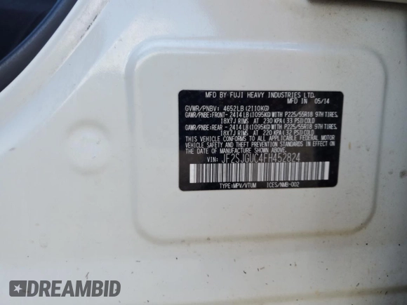2015 Subaru Forester XT Touring with VIN JF2SJGUC4FH452824, listed as a Copart auction lot 56219615 with 127,328 mi miles and Salvage title. Bid and sale history available at DreamBid. Image 13.