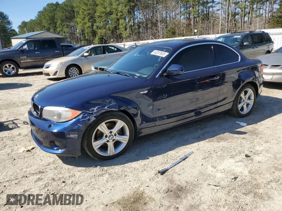 2013 BMW 1 Series 128i with VIN WBAUP9C58DVS94598, listed as a Copart auction lot 49297605 with 108,893 mi miles and Salvage title. Bid and sale history available at DreamBid. Image 1.