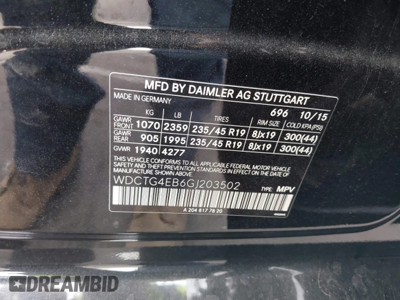 2016 Mercedes-Benz GLA 250 z VIN WDCTG4EB6GJ203502, wystawiony jako IAAI lot #41512874 z przebiegiem 121 199 mil mil oraz . Historia ofert i sprzedaży dostępna na DreamBid. Obrazek 9.
