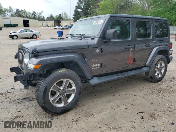 2020 Jeep Wrangler Unlimited Sahara with VIN 1C4HJXEN2LW149623, listed as a Copart auction lot 50906705 with 71,919 mi miles and Salvage title. Bid and sale history available at DreamBid. Image 1.