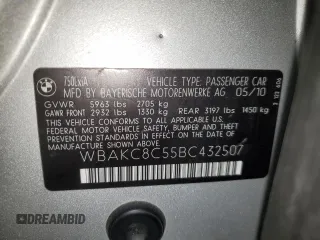 2011 BMW 7 Series 750Li xDrive with VIN WBAKC8C55BC432507, listed as a Copart auction lot 87176974 with 171,310 mi miles and Clean Title. Bid and sale history available at carsss.com. Image 12.