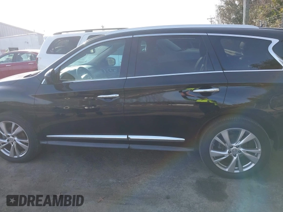 2013 Infiniti JX35 with VIN 5N1AL0MN8DC300855, listed as a IAAI auction lot 41599520 with 151,756 mi miles. Bid and sale history available at carsss.com. Image 14.