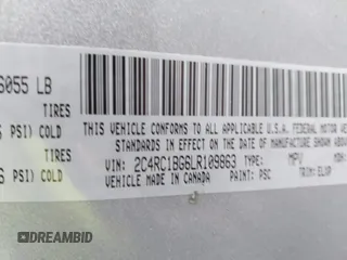 2020 Chrysler Pacifica Touring L z VIN 2C4RC1BG6LR109863, wystawiony jako IAAI lot #41247311 z przebiegiem Nie podano mil oraz . Historia ofert i sprzedaży dostępna na DreamBid. Obrazek 9.