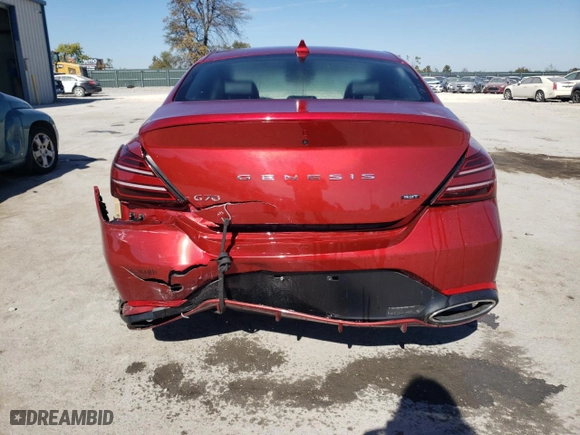 2022 Genesis G70 3.3T with VIN KMTG54TE9NU093875, listed as a Copart auction lot 77020044 with 46,971 mi miles and Salvage Title. Bid and sale history available at carsss.com. Image 6.