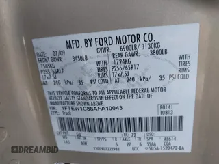 2010 Ford F-150 XL with VIN 1FTEW1C88AFA10043, listed as a IAAI auction lot 41764767 with 222,301 mi miles. Bid and sale history available at carsss.com. Image 9.