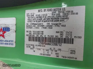 2014 Ford Mustang V6 with VIN 1ZVBP8AM6E5208752, listed as a IAAI auction lot 41836465 with 112,142 mi miles. Bid and sale history available at carsss.com. Image 9.
