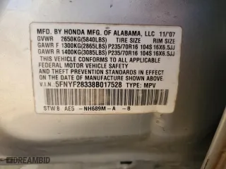 2008 Honda Pilot SE with VIN 5FNYF28338B017528, listed as a Copart auction lot 47996945 with 226,374 mi miles and Salvage Title. Bid and sale history available at carsss.com. Image 15.