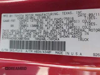 2012 Toyota Tacoma with VIN 5TFPX4EN9CX007644, listed as a IAAI auction lot 42300071 with 175,968 mi miles and . Bid and sale history available at DreamBid. Image 9.
