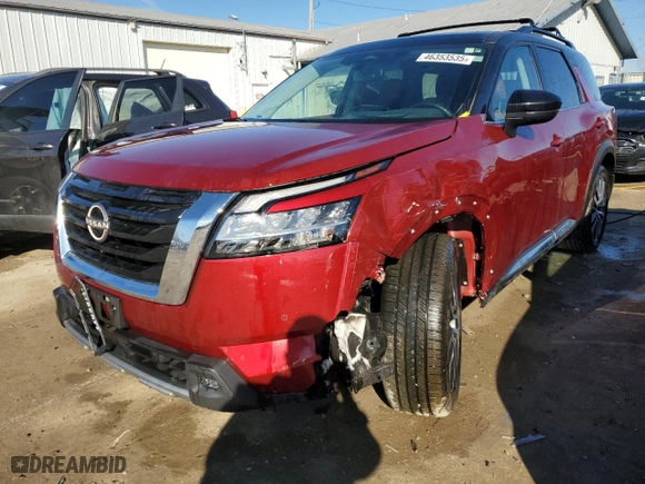 2022 Nissan Pathfinder Platinum with VIN 5N1DR3DK8NC269210, listed as a Copart auction lot 46353535 with 63,491 mi miles and Salvage Title. Bid and sale history available at carsss.com. Image 1.
