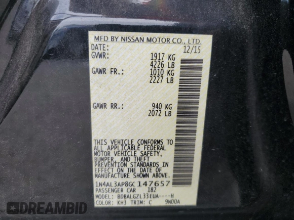 2016 Nissan Altima S с VIN 1N4AL3AP8GC147657, выставлен на аукционе Copart как лот 65645045 с пробегом 146 671 миль миль и Чистый • Clean title. История ставок и продаж доступна на DreamBid. Изображение 12.