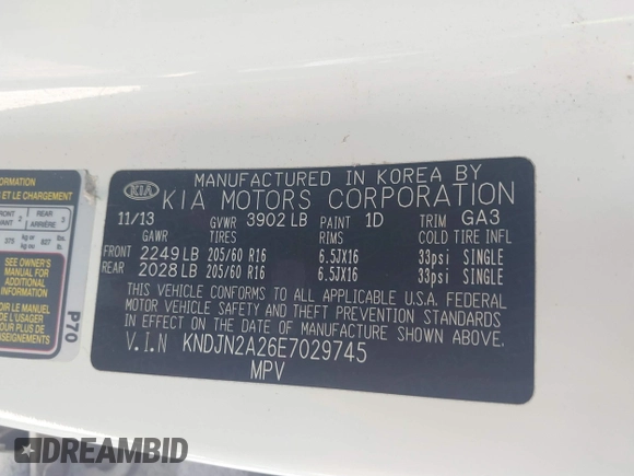 2014 Kia Soul with VIN KNDJN2A26E7029745, listed as a IAAI auction lot 41839177 with 183,915 mi miles. Bid and sale history available at carsss.com. Image 9.