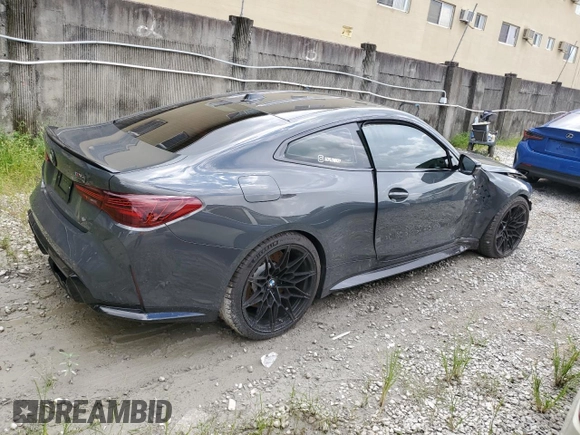2025 BMW M4 Competition with VIN WBS23HK09SCS65814, listed as a Copart auction lot 70641714 with 2,701 mi miles and Salvage Title. Bid and sale history available at carsss.com. Image 3.