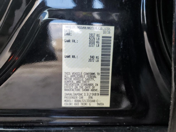 2017 Nissan Altima 2.5 SV with VIN 1N4AL3AP0HC132989, listed as a Copart auction lot 52025975 with 73,168 mi miles and Salvage Title. Bid and sale history available at carsss.com. Image 12.