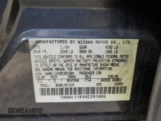 2005 Nissan Altima 2.5 S with VIN 1N4AL11E45C291884, listed as a Copart auction lot 49084625 with 96,305 mi miles and Salvage Title. Bid and sale history available at carsss.com. Image 12.