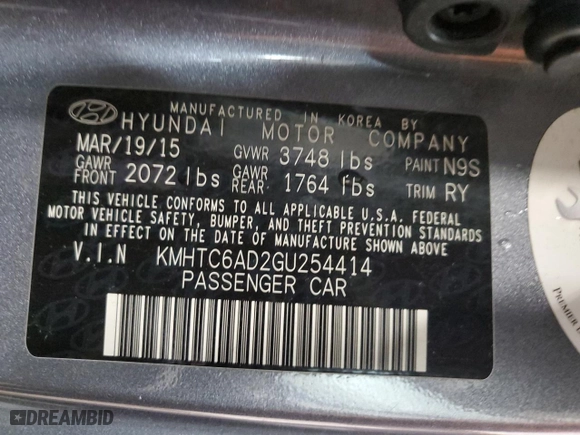 2016 Hyundai Veloster with VIN KMHTC6AD2GU254414, listed as a Copart auction lot 46653745 with 65,830 mi miles and Salvage Title. Bid and sale history available at carsss.com. Image 14.