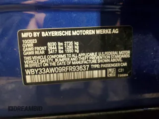 2024 BMW i4 M50 z VIN WBY33AW09RFR93637, wystawiony jako Copart lot #45842555 z przebiegiem 7 691 mil mil oraz Szkoda całkowita • Salvage title. Historia ofert i sprzedaży dostępna na DreamBid. Obrazek 15.