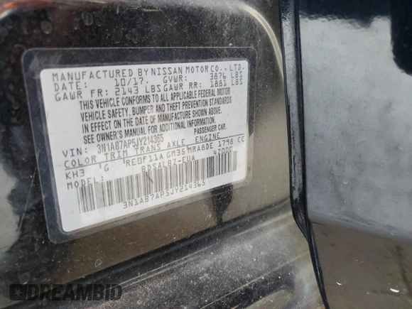 2018 Nissan Sentra SV with VIN 3N1AB7AP5JY214365, listed as a Copart auction lot 52577805 with 53,670 mi miles and Salvage Title. Bid and sale history available at carsss.com. Image 12.