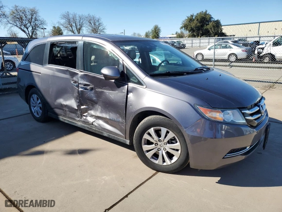 2015 Honda Odyssey EX-L with VIN 5FNRL5H61FB031594, listed as a Copart auction lot 45999155 with 66,186 mi miles and Salvage Title. Bid and sale history available at carsss.com. Image 4.