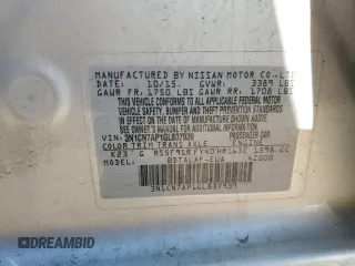 2016 Nissan Versa S Plus with VIN 3N1CN7AP1GL837939, listed as a Copart auction lot 52419495 with 118,069 mi miles and Salvage Title. Bid and sale history available at carsss.com. Image 12.