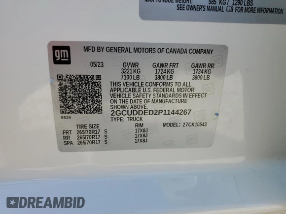 2023 Chevrolet Silverado 1500 LT with VIN 2GCUDDED2P1144267, listed as a Copart auction lot 85990644 with 13,636 mi miles and Salvage Title. Bid and sale history available at carsss.com. Image 12.