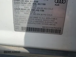 2018 Audi Q3 Premium with VIN WA1ECCFS8JR024576, listed as a Copart auction lot 64018985 with 128,784 mi miles and Clean title. Bid and sale history available at DreamBid. Image 13.
