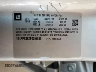 2015 Buick Verano with VIN 1G4PP5SK0F4202923, listed as a Copart auction lot 62384535 with 136,586 mi miles and Salvage title. Bid and sale history available at DreamBid. Image 12.
