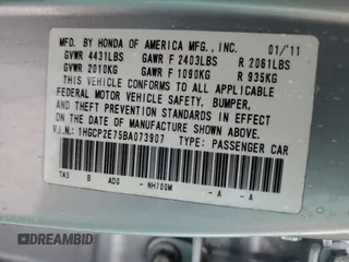2011 Honda Accord EX with VIN 1HGCP2E75BA073907, listed as a Copart auction lot 82628814 with 131,091 mi miles and Salvage title. Bid and sale history available at DreamBid. Image 13.