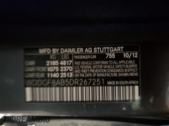 2013 Mercedes-Benz C-Class C 300 Sport with VIN WDDGF8AB5DR267251, listed as a Copart auction lot 45123005 with 71,097 mi miles and Salvage Title. Bid and sale history available at carsss.com. Image 14.
