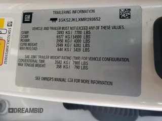 2021 GMC Yukon XL Denali with VIN 1GKS2JKLXMR193652, listed as a Copart auction lot 46117705 with 58,522 mi miles and Salvage Title. Bid and sale history available at carsss.com. Image 12.