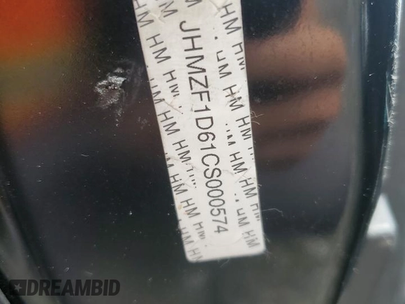 2012 Honda CR-Z EX z VIN JHMZF1D61CS000574, wystawiony jako Copart lot #56784595 z przebiegiem Nie podano mil oraz Szkoda całkowita • Salvage title. Historia ofert i sprzedaży dostępna na DreamBid. Obrazek 12.
