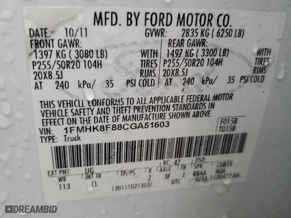 2012 Ford Explorer Limited with VIN 1FMHK8F88CGA51603, listed as a Copart auction lot 50662625 with 131,893 mi miles and Salvage Title. Bid and sale history available at carsss.com. Image 14.