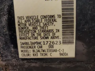 2017 Nissan Altima SL with VIN 1N4BL3AP9HC172623, listed as a IAAI auction lot 41745405 with 141,222 mi miles and . Bid and sale history available at DreamBid. Image 9.
