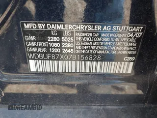 2007 Mercedes-Benz E 350 with VIN WDBUF87X07B156828, listed as a IAAI auction lot 41730035 with 141,462 mi miles and . Bid and sale history available at carsss.com. Image 9.