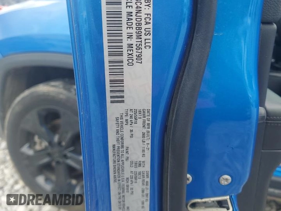 2021 Jeep Compass Altitude z VIN 3C4NJDBB9MT567907, wystawiony jako Copart lot #56241815 z przebiegiem 93 319 mil mil oraz Nie do naprawy • Non repairable. Historia ofert i sprzedaży dostępna na DreamBid. Obrazek 13.