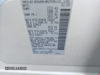 2019 Infiniti QX60 LUXE with VIN 5N1DL0MN3KC555343, listed as a IAAI auction lot 41331200 with 103,085 mi miles. Bid and sale history available at carsss.com. Image 9.